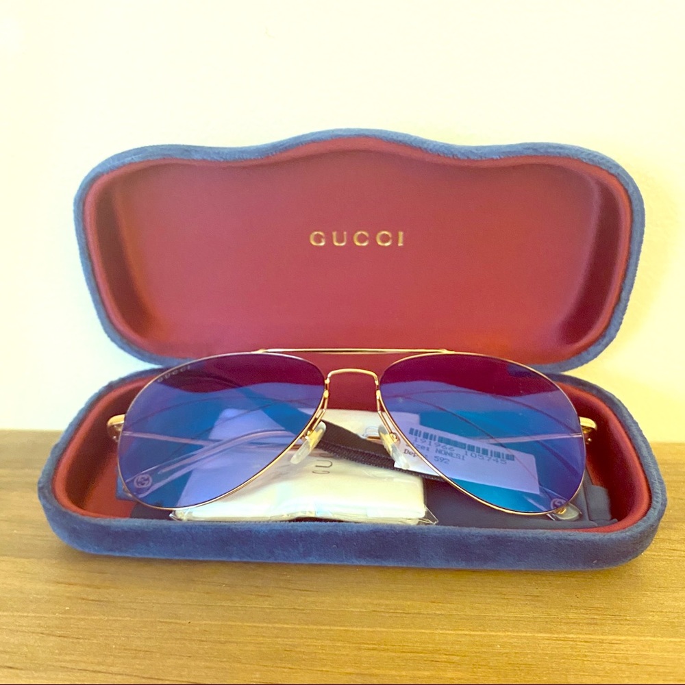Gucci Women’s Gold Copper Lilac Aviator Sunglasses